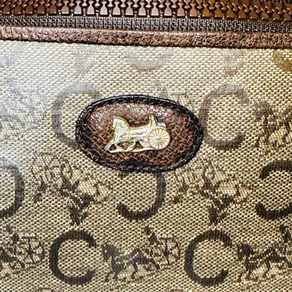 Celine C Macadam Carriage shoulder bag crossbody PVC leather brown authentic - Picture 3 of 14